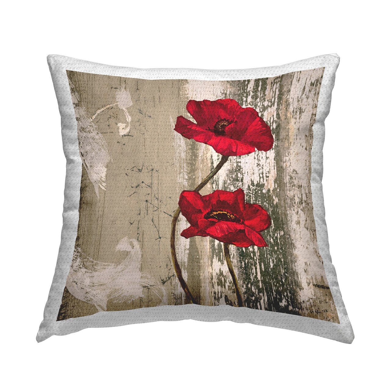 Stupell Industries Red Anemones Duo Outdoor Printed Throw Pillow Design by Brian Foster, 18 x 7 x 18